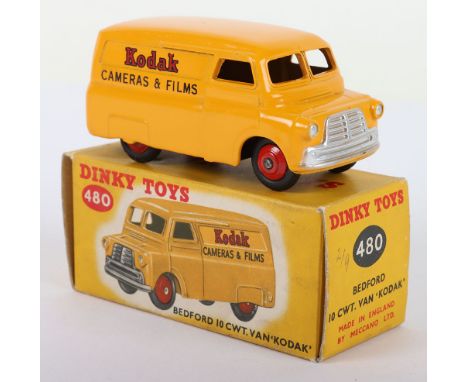 Dinky Toys 480 Bedford ‘Kodak’ van, yellow body, red wheel hubs ‘Kodak Cameras & Films’ in near mint to mint original conditi