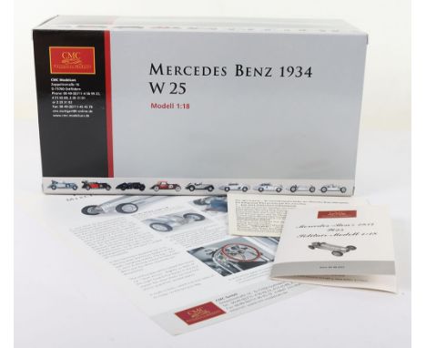CMC 1:18 scale M-033  Mercedes Benz W25 1934 Model, in mint  boxed opened condition, with information card and colour leaflet