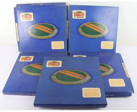 Five boxed Hornby Dublo D1 Turntables, each with inner packing, leaflet and tester tag, mint condition, boxes three good, two