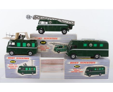 Three Boxed Dinky Toys B.B.C. T.V. Vehicles, 967 TV Mobile Control Room, in verey good original condition, some minor wear, 9