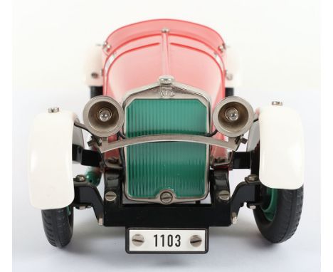 Marklin (Germany) 1103 Tinplate Construction Racing Car, red/white, racing no.7 with working clockwork motor (missing key) an