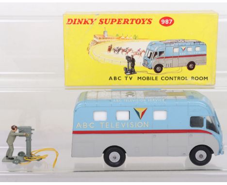 Dinky Supertoys 987 ABC TV Mobile Control Room, light blue and grey body, red strip, silver roof, grey plastic hubs, ‘A.B.C T