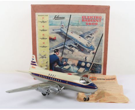 Schuco Tinplate 5600 Elektro Radiant 5600 B.O.A.C Airliner Aircraft, battery-operated blue, cream and silver lithographed tin