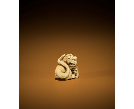 RANICHI: A FINE IVORY NETSUKE OF A TIGER WITH YOUNG By Ranichi, signed Ranichi 蘭一Japan, Kyoto, late 18th to early 19th centur