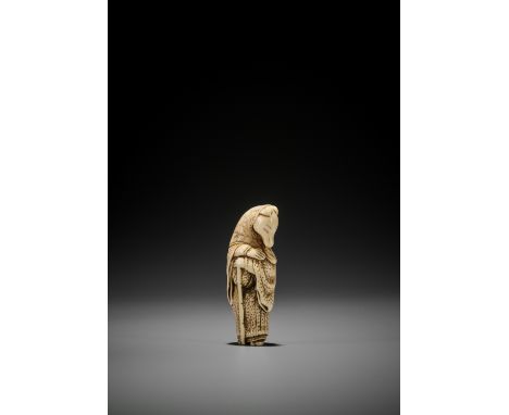 A GOOD IVORY NETSUKE OF A FOX PRIEST (HAKUZOSU) UnsignedJapan, late 18th to early 19th century, Edo period (1615-1868)Depicti