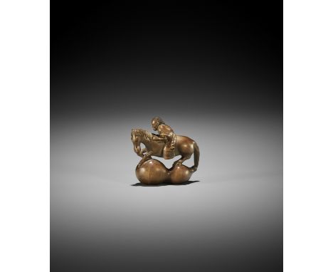 YUMEHACHI: AN UNUSUAL WOOD NETSUKE OF CHOKARO SENNIN By Yumehachi, signed Yumehachi 夢八Japan, late 19th centuryDepicting Choka