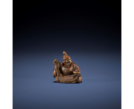 ISHIKAWA RENSAI: A FINE WOOD NETSUKE OF EBISU By Ishikawa Rensai, signed Rensai 蓮齋Japan, Tokyo, Asakusa, second half of 19th 