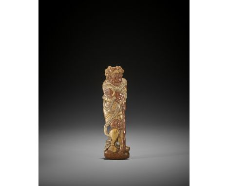 NAGIGAWA TESSO: A BAMBOO SASHI NETSUKE OF A HEAVENLY GENERAL, DATED 1937 By Nagigawa Tesso (active early to mid-20th century)