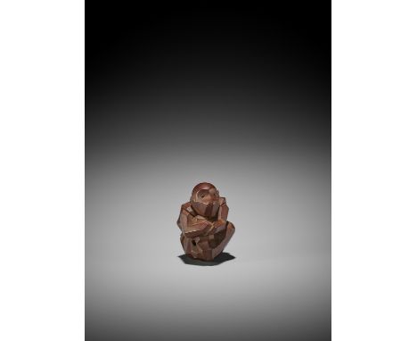 SUKENORI: A RARE ITTOBORI WOOD NETSUKE OF A MONKEY By Sukenori, signed Sukenori 亮則Japan, Takayama, Hida province, late 19th c