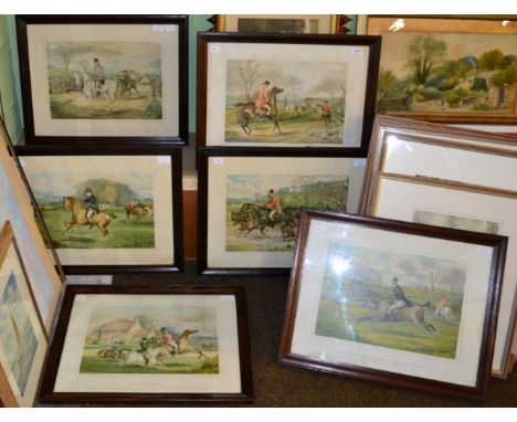 After, H. Watkins Wild, a set of six hunting prints, engraved by E. Kaufmann, published by Richard Jackson, Leeds, framed and