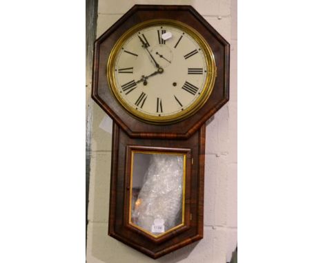 A 19th century rosewood veneered drop dial wall clock 