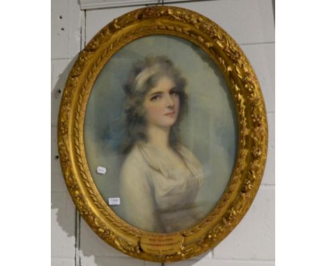 English school, 19th century, portrait of Miss Ellison, Godmother to Charles, Viscount Halifax, oil on canvas, within an oval