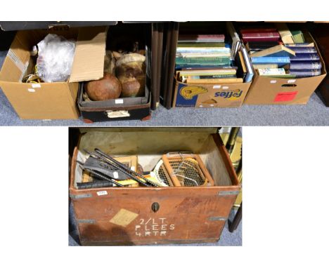 A group of hat and wig stands, gardening and other reference books, light fittings etc (5)