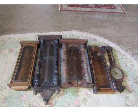 4 Regulator wall clock cases and barometer in need of restoration&nbsp;