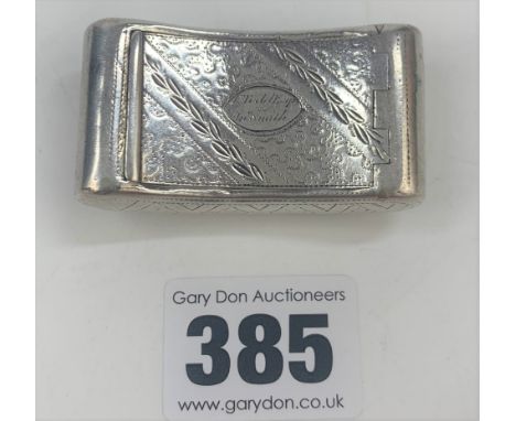 Silver snuff box (1778) 2” x 1”, w: 0.8 ozt
