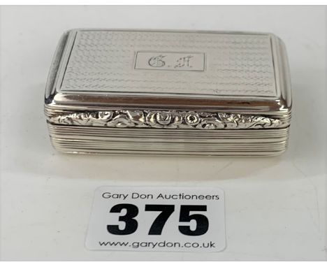 Silver snuff box (1828), 2.5” x 1.5”, w: 1.5 ozt