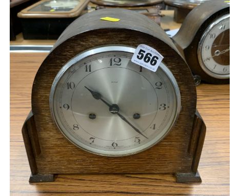 2-hole wooden mantle clock, 10”w x 9”h