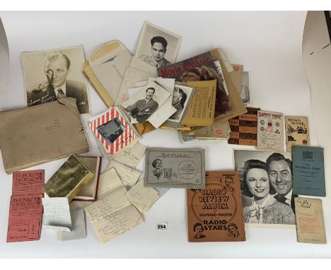 Box of old photographs, autographs, letters, magazines and radio and film related memorabilia