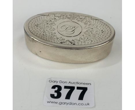 Silver snuff box (1792) 2.5” x 1.5”, w: 1.5 ozt