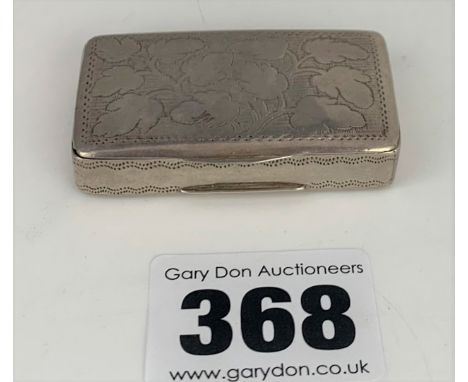 Silver snuff box (1809) 2” x 1”, w: 0.6 ozt