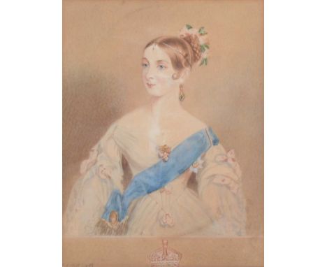 English School, Portrait of Princess Victoria,watercolour, signed B E Hill?,24.5x18cm.Condition report:Not inspected out of t