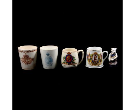 Collection of Goss crested ware and commemorative ware tankards.Qty: 1 box