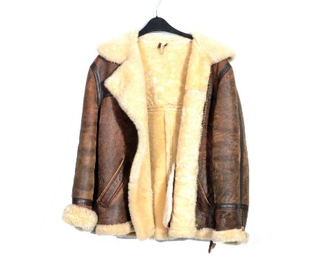 Oakfield flying type jacket, sheep skin, 38inch chest; sheep skin flying cap, five other leather flying caps, one by Cirrus; 