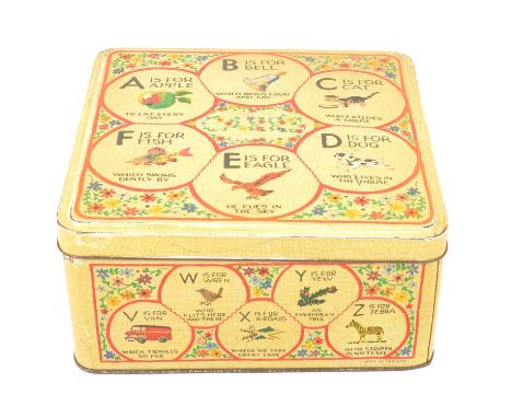 A vintage Carrs child's alphabet tin, 11cm x 23.5cm.