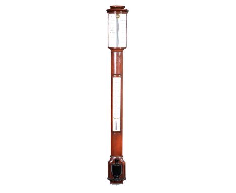 A reproduction mahogany-cased stick barometer signed J Blatt, Brighton, 96cm.Condition report:The item shows rubbing and some