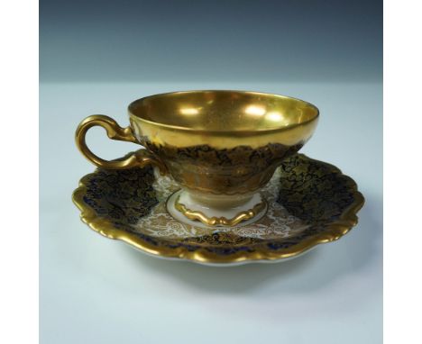 Refined 2pc porcelain demitasse cup and saucer set by Rosenthal, Germany, in the lavish Pompadour pattern. This elegant set f