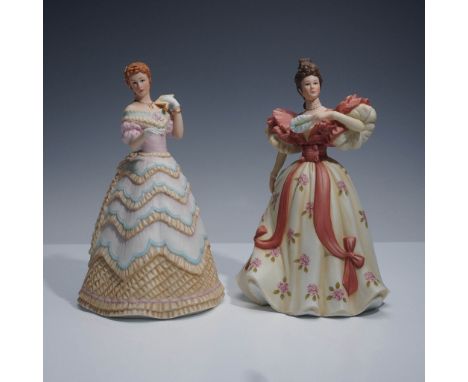 A pair of fine porcelain figurines from the Lenox Collections, featuring First Waltz and The Belle of the Ball. Both pieces e