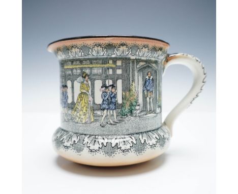 Decorative Royal Doulton mug commemorating the 1589 visit of Queen Elizabeth I, featuring a finely detailed transfer scene in