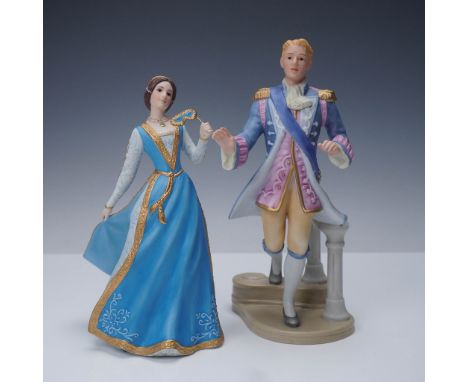 Pair of Lenox fine sculpture figurines featuring Juliet and Prince Charming, each part of limited edition Lenox collectible s