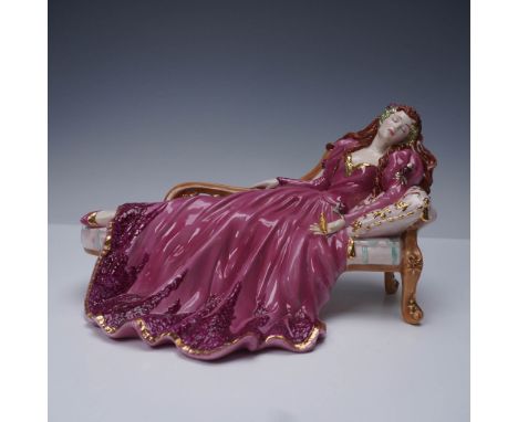 A Franklin Mint figurine titled Sleeping Beauty, designed by Gerda Neubacher and dated 1989. Crafted of fine material with a 