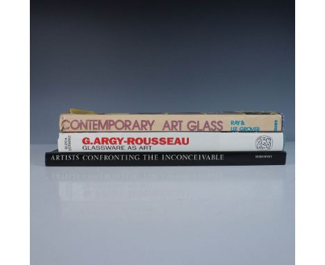 A set of three books showcasing the artistry and history of glassmaking and glass sculpture, perfect for collectors and enthu