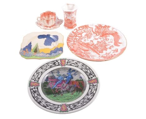 Quantity of Royal Crown Derby decorative plates, Foley tea ware, Royal Doulton Series Ware plates, small Hadley's Worcester p