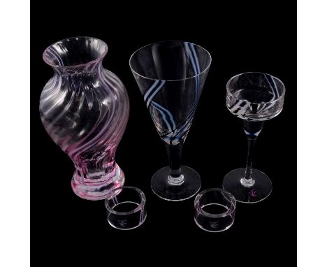 A collection of Caithness glasswares, to include a large Midnight (black and white) decanter; twelve wine glasses;a Flamenco 