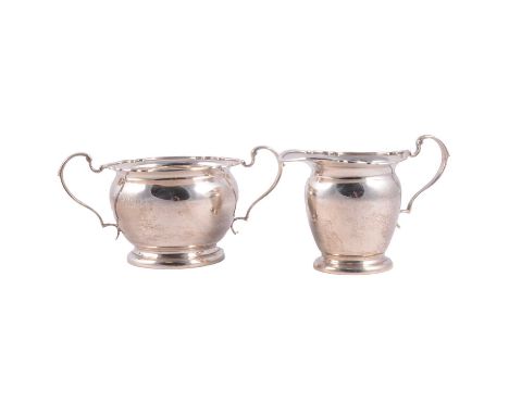 Silver cream jug and sugar bowl, Mappin &amp; Webb, Birmingham 1937, total weight 10.1ozt.Qty: 2