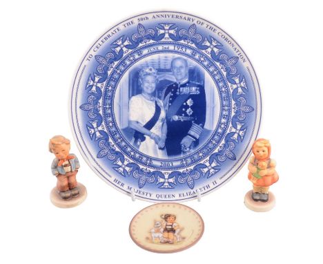 One box of Hummel collectable ceramics including figures, plates and plaques, Mayfair Editions boxed Hummel mugs, and various
