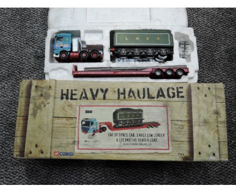 A Corgi 1:50 scale Limited Edition Heavy Haulage diecast set, DAF XF Space Cab 3 Axle Low Loader &amp; Locomotive Tender Load