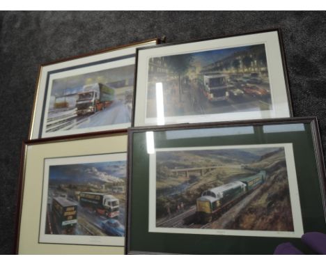Four Limited Edition framed Prints after Alan Fearnley, all Eddie Stobart interest, Night Time In Paris 139/500, Northbound 2