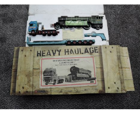 A Corgi 1:50 scale Limited Edition Heavy Haulage diecast set, DAF XF Super Cab King Trailer &amp; Locomotive Load, Alley's He