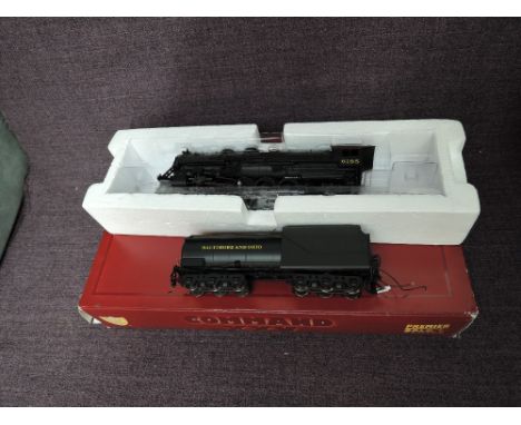 A IHC Premier Gold Series Command XXV HO scale plastic Baltimore and Ohio 2-10-2 Loco &amp; Tender 6185, boxed 23402