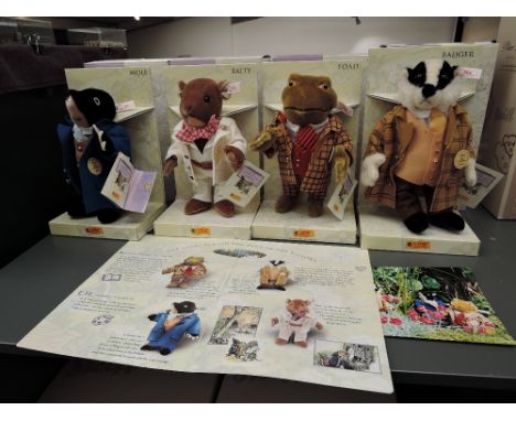 Four modern Steiff limited edition Wind in the Willows Characters, Mole 037023 2895/4000, Ratty 037047 2433/4000, Toad 037016