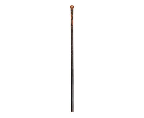 A George III long stave, dated 1792, with gilded ball finial, inscribed G III. R / Royal Coat of Arms / HALESWORTH / 1792., o
