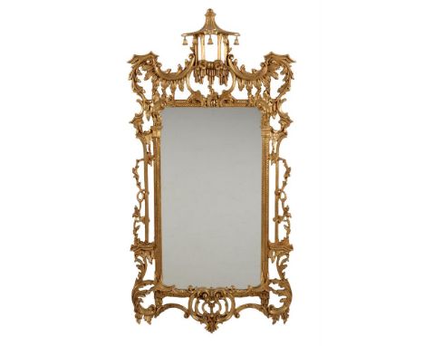 A pair of modern Italian giltwood wall mirrors in Chinese Chippendale style, 160cm high, 79cm wide Provenance: Private collec