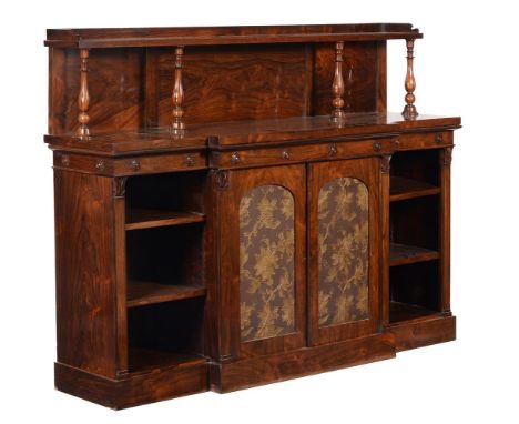 Y A William IV rosewood side cabinet, circa 1835, 129cm high, 222cm wide, 43cm deep Condition Report: Marks, knocks, scratche