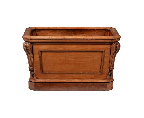 An early Victorian mahogany wine cooler, circa 1840, of shaped rectangular form, the interior lined, 50cm high, 87cm wide, 56