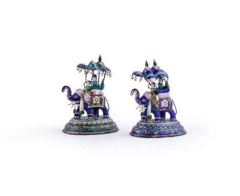 Two Jaipur enamelled elephants, 20th century, India, brightly enamelled, 15.5cm high Condition Report:  generally very presen