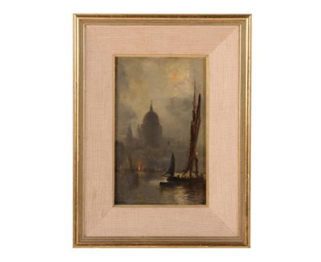 Manner of James McNeill Whistler A view of the Thames with St. Paul's Cathedral beyond Oil on board Indistinctly signed (lowe
